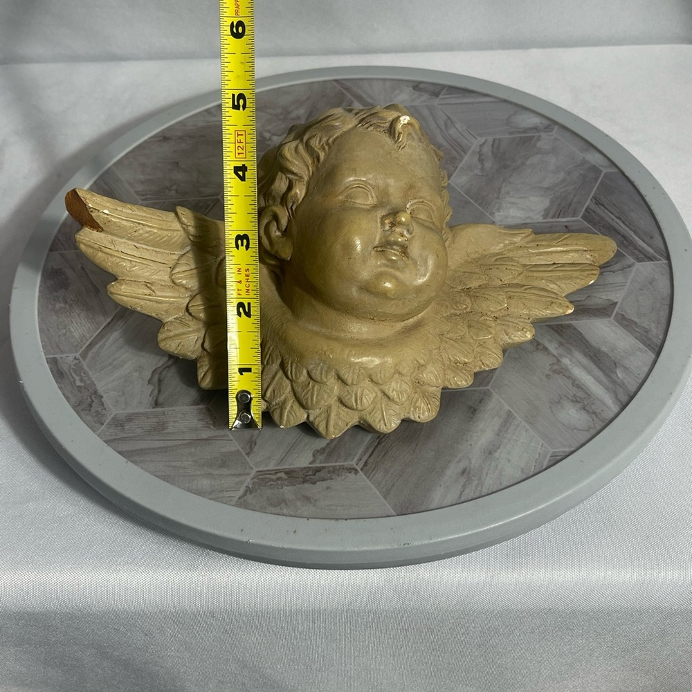 Vintage Gargoyles Studio Angel Cherub Wall Plaque 12”x6” Gold Finish - Picture 6 of 6